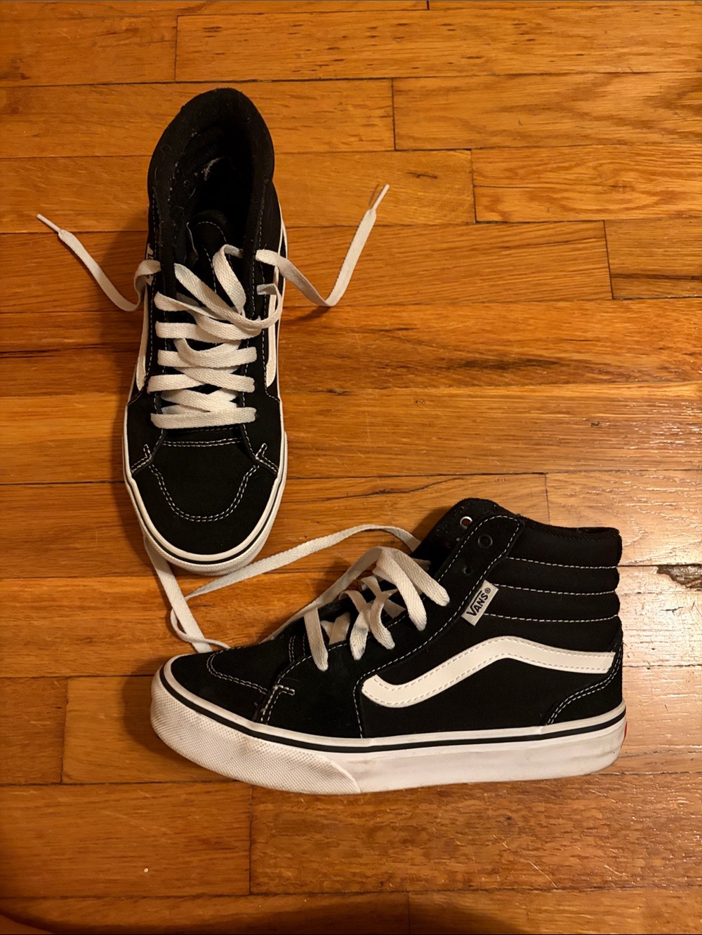 Vans Kids Black and White High-Top Skate Sneakers